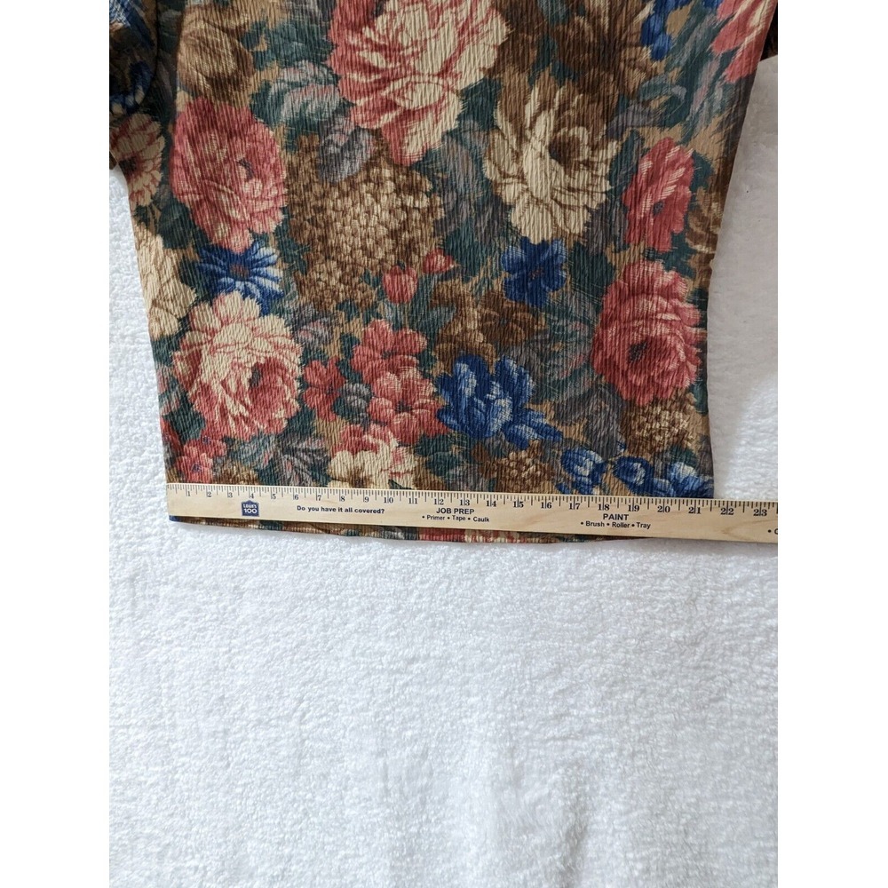 Vintage Susan Graver Blouse Multicolored Flower Print Made‎ In USA L - Picture 7 of 10
